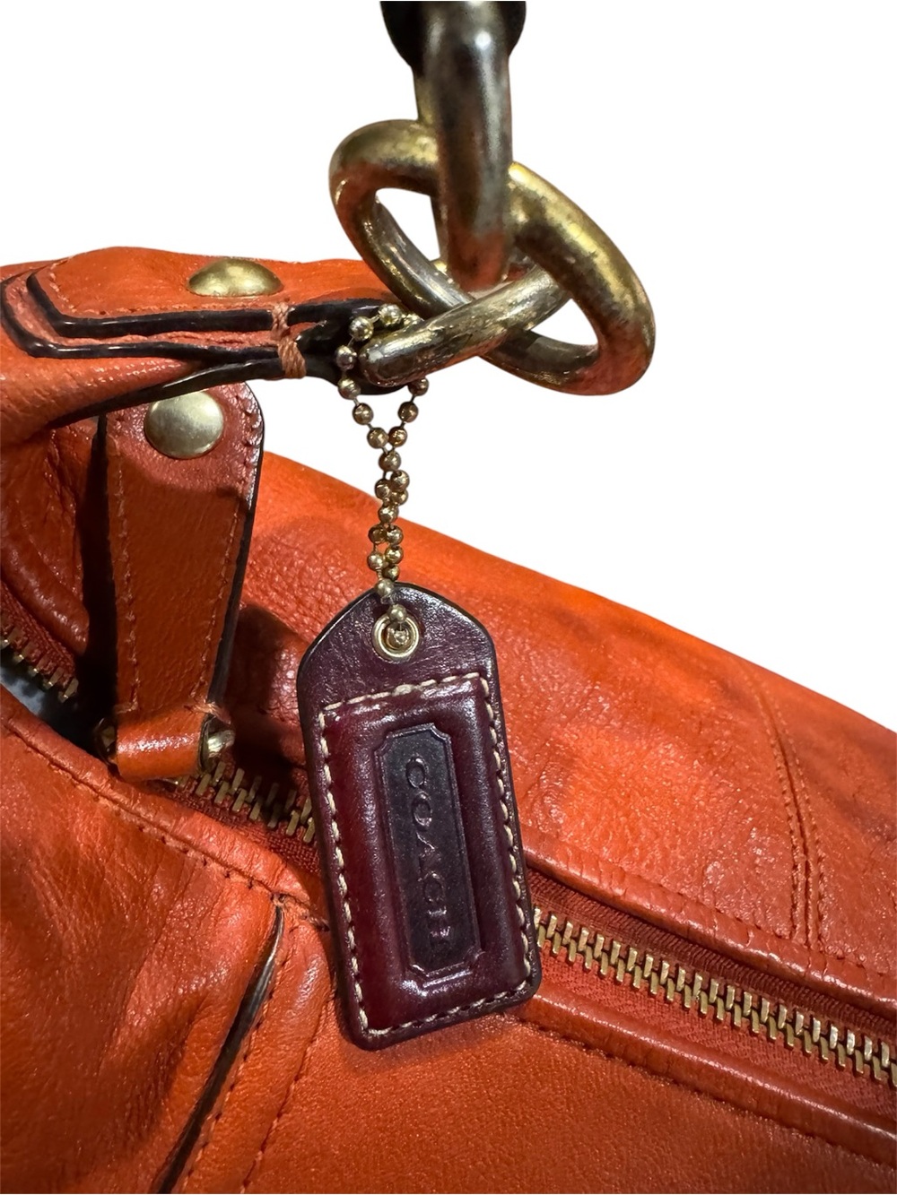 Coach Orange Leather Shoulder Bag with Burgundy Tag; Like new. - Picture 4 of 13